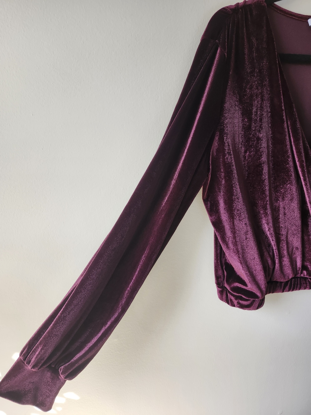 Dex Burgundy Velvet Long-Sleeve Top - Picture 3 of 10